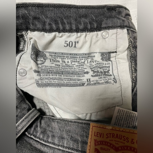 Levi’s 501 High Rise Cutoff Jean Shorts W26 Black Wash - Picture 4 of 11